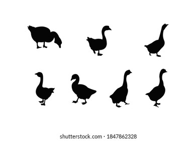 goose silhouette icon vector set for logo