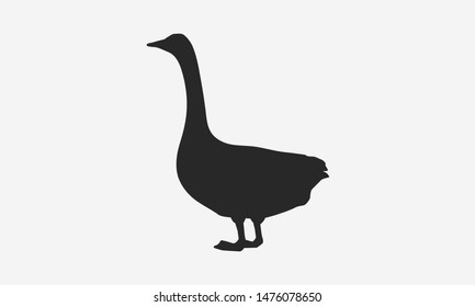 Goose silhouette isolated on white background. Vector goose icon.