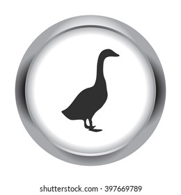 Goose silhouette simple icon on round background
