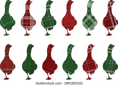 Goose silhouettes on white background