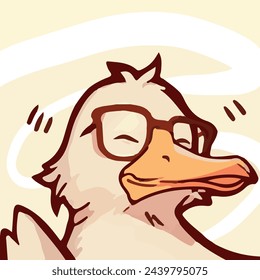 The goose is smiling. Hello. Goose sticker. Vector goose. Vector sticker. Goose emotions