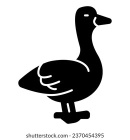 Goose solid icon, domestic animals concept, poultry bird sign on white background, silhouette of a goose icon in glyph style for mobile concept and web design. Vector graphics