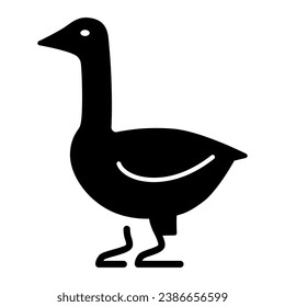 Goose solid icon, Farm animals concept, domestic fowl sign on white background, Goose silhouette icon in glyph style for mobile concept and web design. Vector graphics