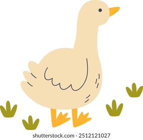 Goose Staying On Grass Vector Illustration