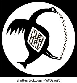 Goose - stylized graphics. Ethnic pattern of American Indians: Aztecs, Mayans, Incas. drawing in the Mexican style. Vector illustration.