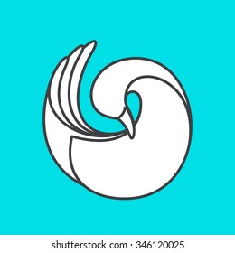 Goose, swan bird logo. Line art style. Vector line design template elements for your application or corporate identity.