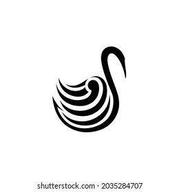 Goose or swan logo design using stripe black color