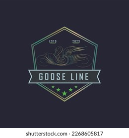 goose swan outline luxury hexagonal monogram beauty logo template design for brand or company