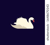 goose / swan silhouette logo design swimming in the lake