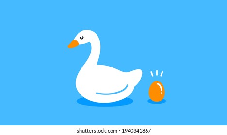 The Goose That Laid The Golden Eggs Vector Illustration Blue