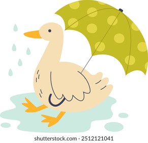 Ganso Com Ilustração De Vetor De Guarda-Chuva