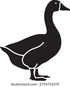 Goose vector art for logo design. goose symbol template. domestic waterfowl fowl bird outline icon.
