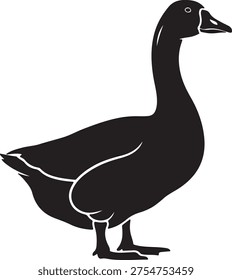 Goose vector art for logo design. goose symbol template. domestic waterfowl fowl bird outline icon.