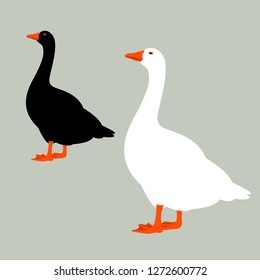 goose  vector illustration ,   flat style  , profile view