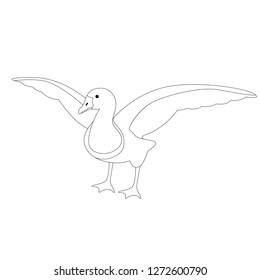 goose  vector illustration ,  lining draw  ,front side