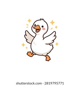 Goose Vector Illustration Sticker. Goose Sticker Collections. Cute Kawaii Goose. Sticker Collectiion. Goose Collection