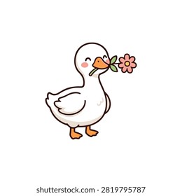 Goose Vector Illustration Sticker. Goose Sticker Collections. Cute Kawaii Goose. Sticker Collectiion. Goose Collection