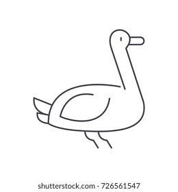goose vector line icon, sign, illustration on background, editable strokes