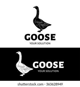 Goose vector logo. Brand logo in the form of a goose. Black style