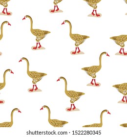 Goose vector seamless pattern. Concept for print, textile, cards, web design