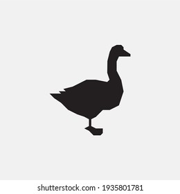 Goose Vector Silhouette Icon Or Logo.