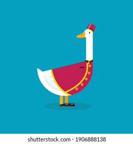 Goose wearing bellboy uniform. Business concept. Vector illustration