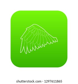 Goose wing icon green vector isolated on white background