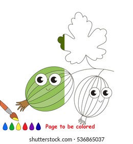 Gooseberry to be colored, the coloring book to educate preschool kids with easy kid educational gaming and primary education of simple game level.