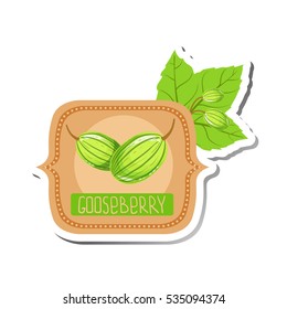 Gooseberry Bright Color Jam Label Sticker Template In Square Frame