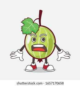 Gooseberry cartoon mascot character with a surprised gesture