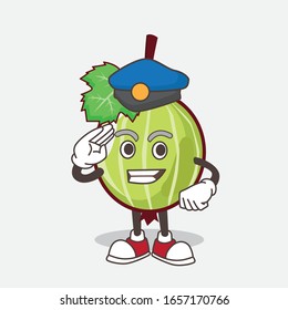 Gooseberry cartoon mascot character working as a Police officer