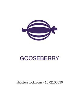 Gooseberry element in flat simple style on white background. Gooseberry icon, with text name concept template