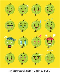 a gooseberry emoticon set for a design element or emoji project