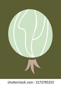 Gooseberry front view. Berry in flat design.