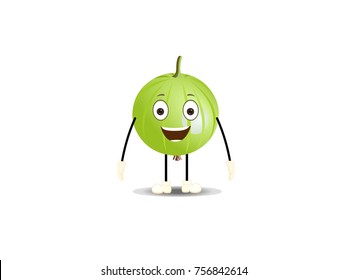 Gooseberry Fruit Character with expressions - Cartoon Vector Image