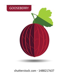 Gooseberry, fruit on white background. Flat design style. vector illustration.