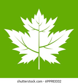 Gooseberry leaf icon white isolated on green background. Vector illustration