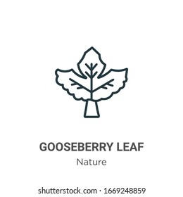 Icono vectorial de contorno de hoja de Gooseberry. Icono de hoja de gooseberry en línea delgada, ilustración de elemento simple vector plano del concepto de naturaleza editable trazo aislado en fondo blanco