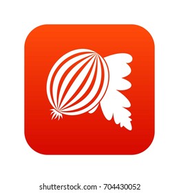 Gooseberry with leaves icon digital red for any design isolated on white vector illustration