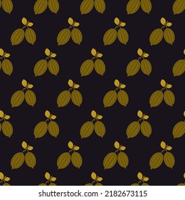 Gooseberry sin fisuras en estilo art deco. Arándanos de color oro al estilo de los años 20-30. Diseño vintage para impresión en tela, papel pintado, papel envolvente, embalaje. Ilustración del vector