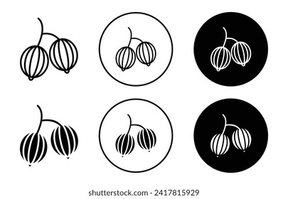 Gooseberry vector icon set collection. Gooseberry Outline flat Icon.