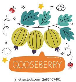 Ilustração do vetor Gooseberry. Design mínimo plano. Ilustração editável para web, móvel, impressão