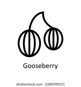 Vector Gooseberry   iconos de esquema. Material gráfico simple
