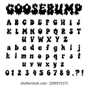 Goosebump alphabet, unique and creepy style, vector illustration.