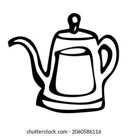 gooseneck kettle of coffee hand drawn illustration