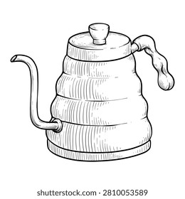 gooseneck kettle vector line art drawing illustration