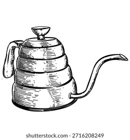 Cuello de cisne sobre la línea de Vector de la caldera ilustración dibujada a mano