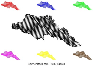 Gopalganj District (Bihar State, Saran Division, Republic Of India) Map Vector Illustration, Scribble Sketch Gopalganj Map