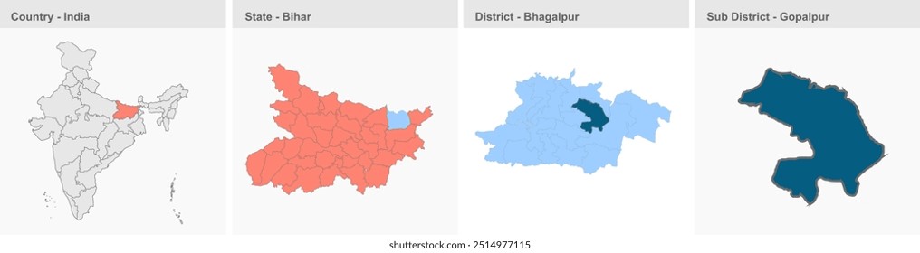 Gopalpur map (District Bhagalpur,State Bihar, Republic of India), Bhagalpur District, Bihar State, Republic of India, Government of Bihar, Indian territory, Eastern India, politics, village, tourism