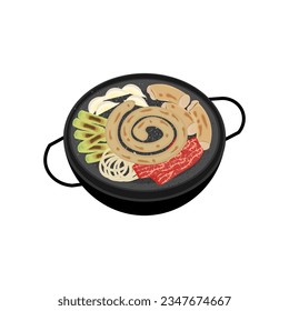 Gopchang Gui or Grilled Cow Small Intestine Illustration Logo